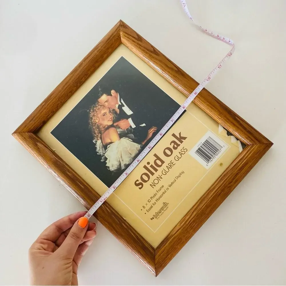 VINTAGE Brown Tan Solid Oak Wood Photo Picture Frame Y2K 90s 80s Rustic Fall